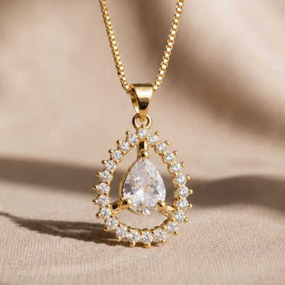 Colar Gota de Luz com Zircônia Cravejada Banhado a Ouro 18K
