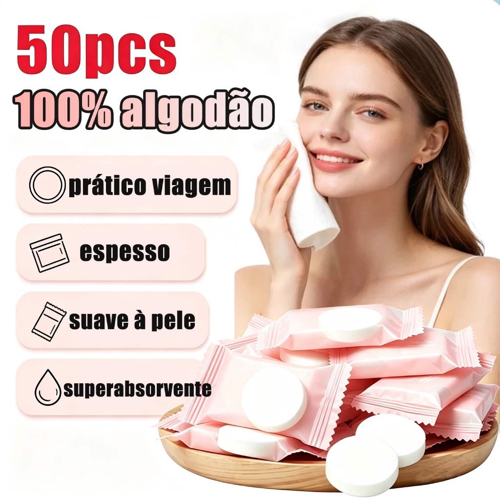 50pcs Toalhas Higienicas Magica Comprimido Pastilha ,Toalha Compremida , Toalha Mágica Portátil Descartável