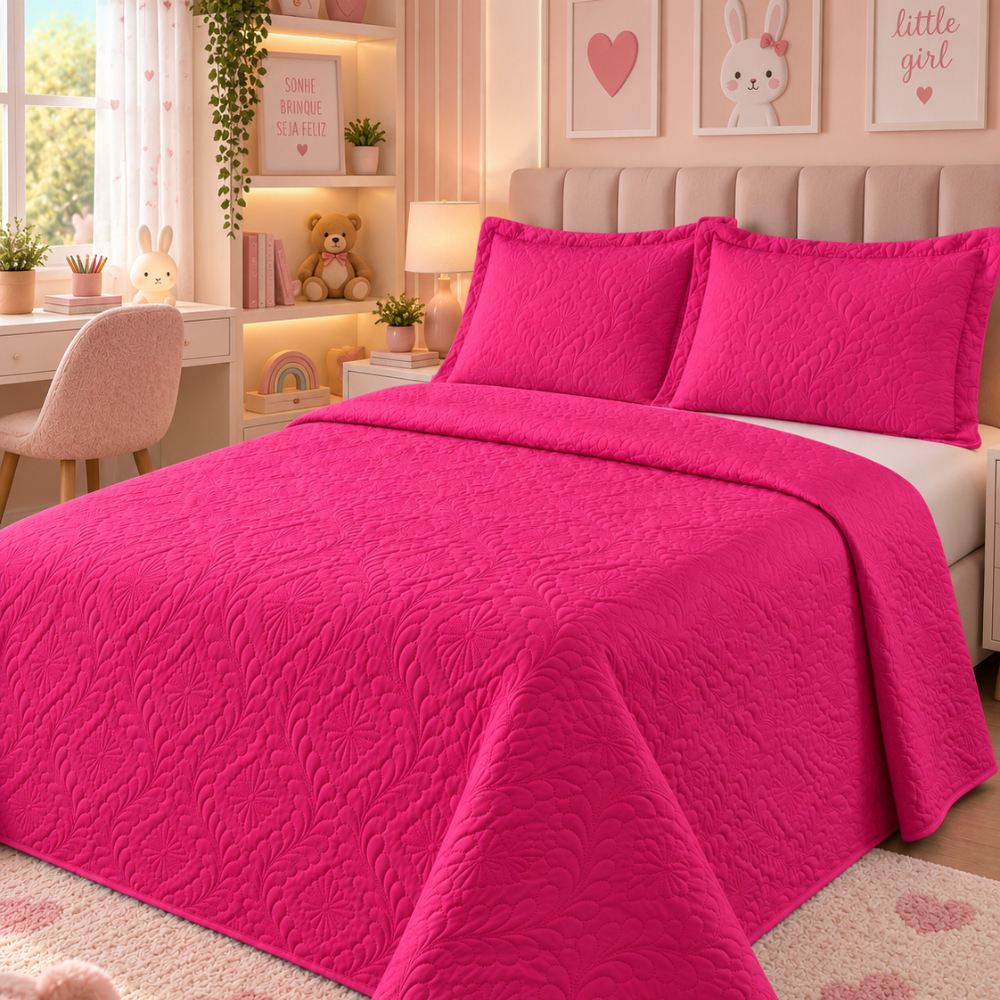 Colcha Luxo Cobre Leito Matelado Para Todos os Tipos de Cama Solteiro/Casal/Queen - CAMARGO ENXOVAIS