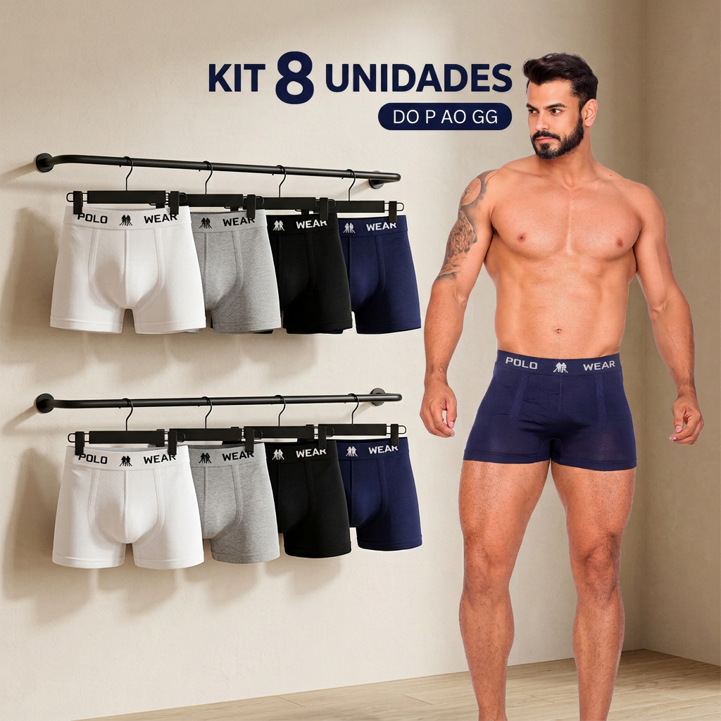 Cueca Boxer Masculina Polo Wear Original Microfibra Premium Sem Costura Leve Secagem Rápida Preta Branca Cinza Azul
