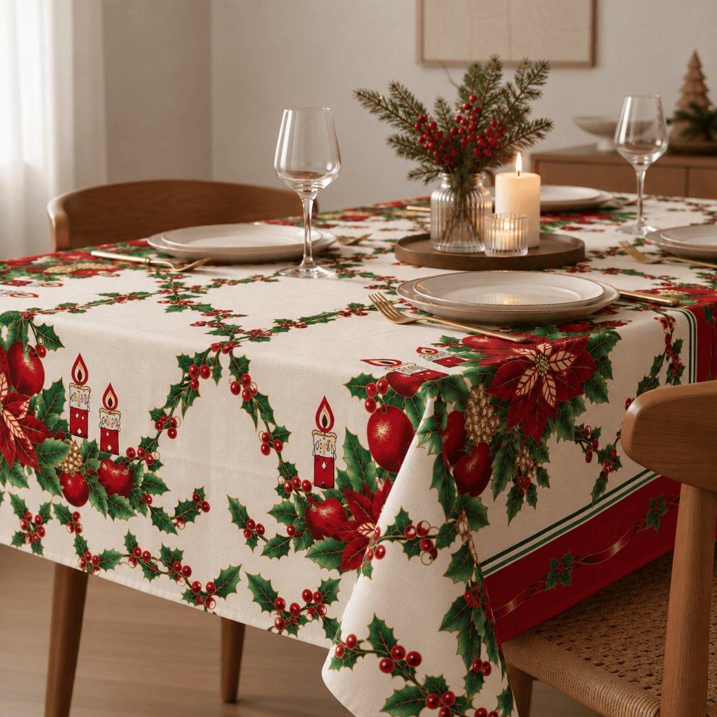 Toalha Mesa Natalina Oxford Estampada 4 Lugares 6 Lugares 8 Lugares Decoração Natal Mesa Posta