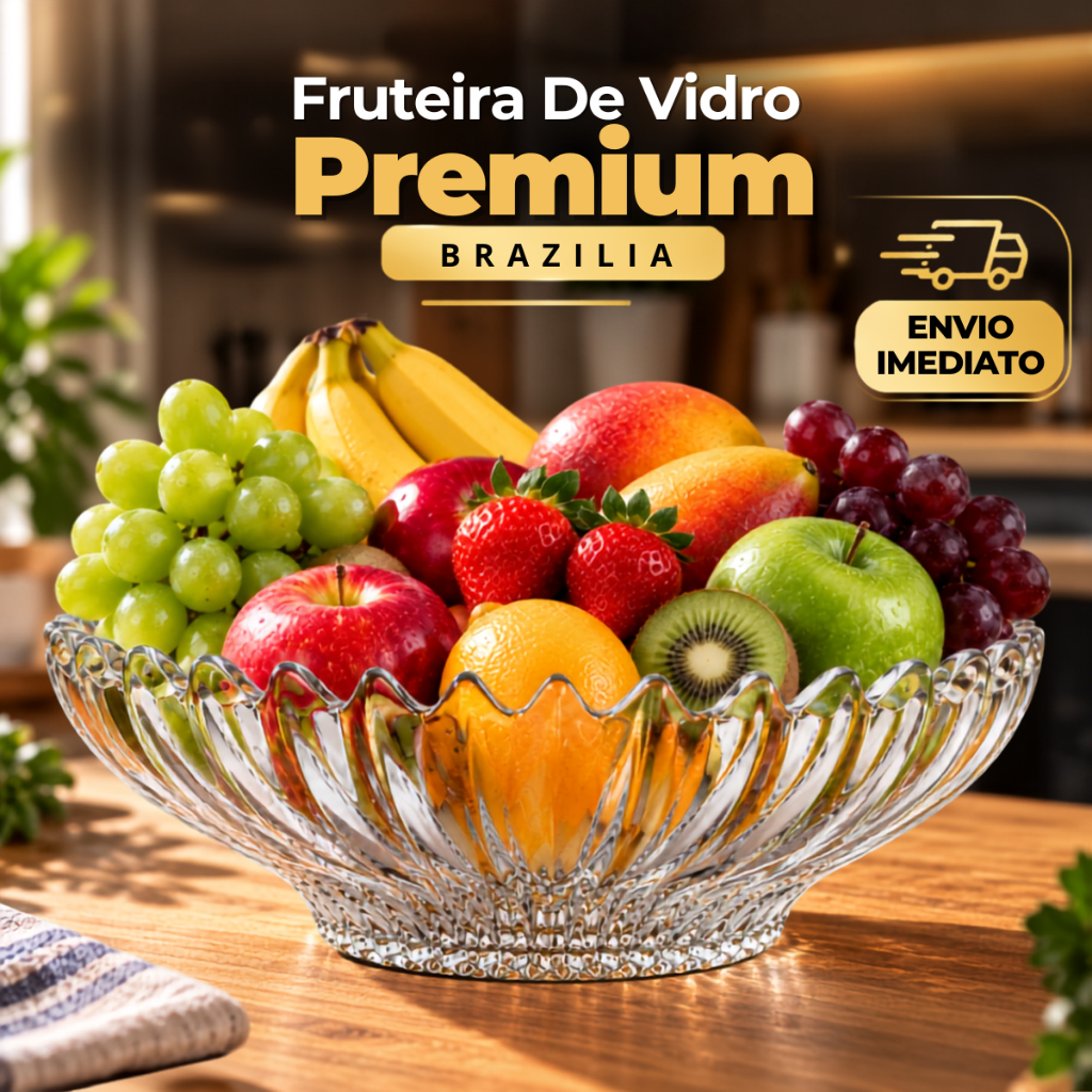 Fruteira De Vidro Premium Brazilia Centro De Mesa Decorativo Vidro Incolor ENVIO IMEDIATO