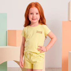 Conjunto Infantil Menina Monocromatico Amarelo