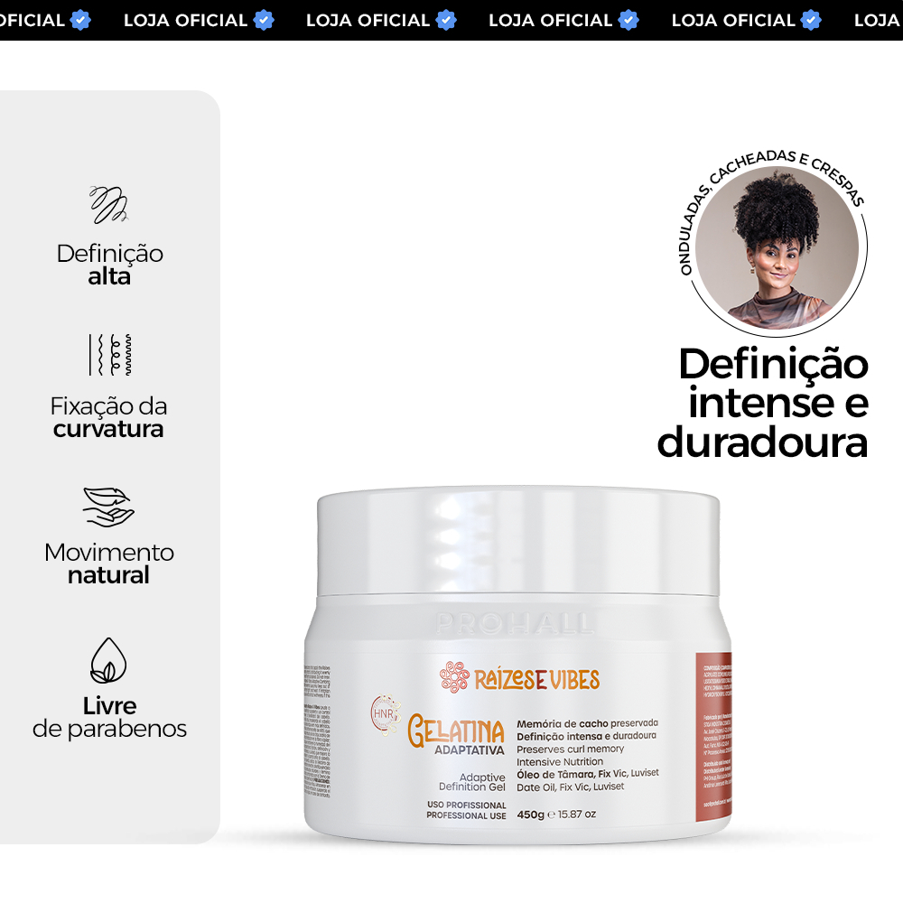 Gelatina de Cachos: Fixa Sem Endurecer | Raízes & Vibes 450g