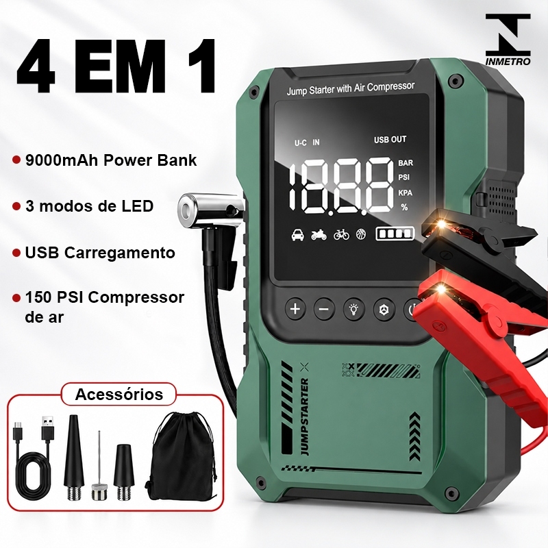 Auxiliar Partida Bateria Compressor Ar Emergência Portátil,20000mAh Auxiliar De Partida Bateria Veicular Com Power Bank
