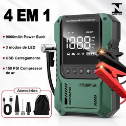 Auxiliar Partida Bateria Compressor Ar Emergência Portátil,26800mAh Auxiliar De Partida Bateria Veicular Com Power Bank