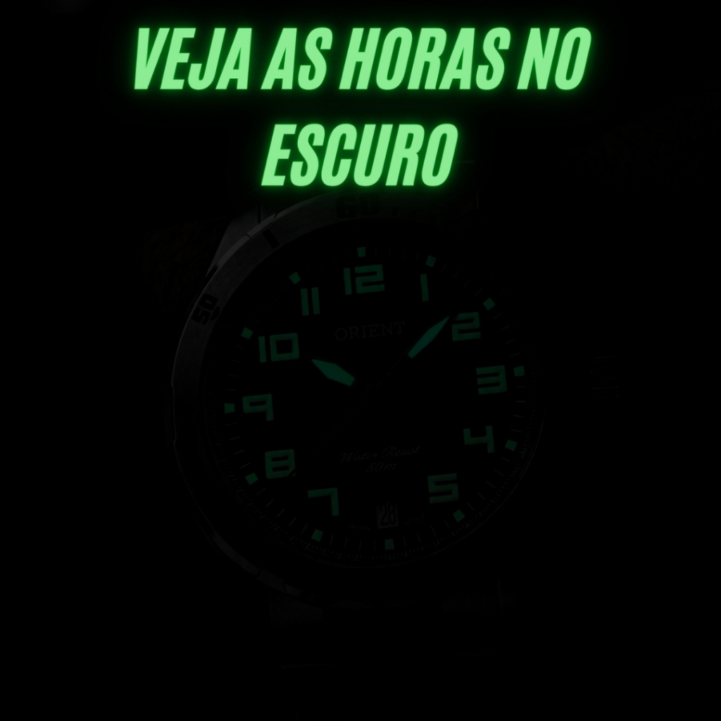 Relógio Orient Masculino De Pulso Analógico Em Aço inoxidável Casual Brilha No Escuro Prova D'água 50 Metros Original · foto 2
