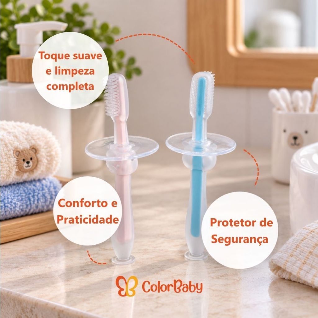 Escova de Dente de Silicone para Bebês - Saúde e Higiene Bucal - ColorBaby · foto 2