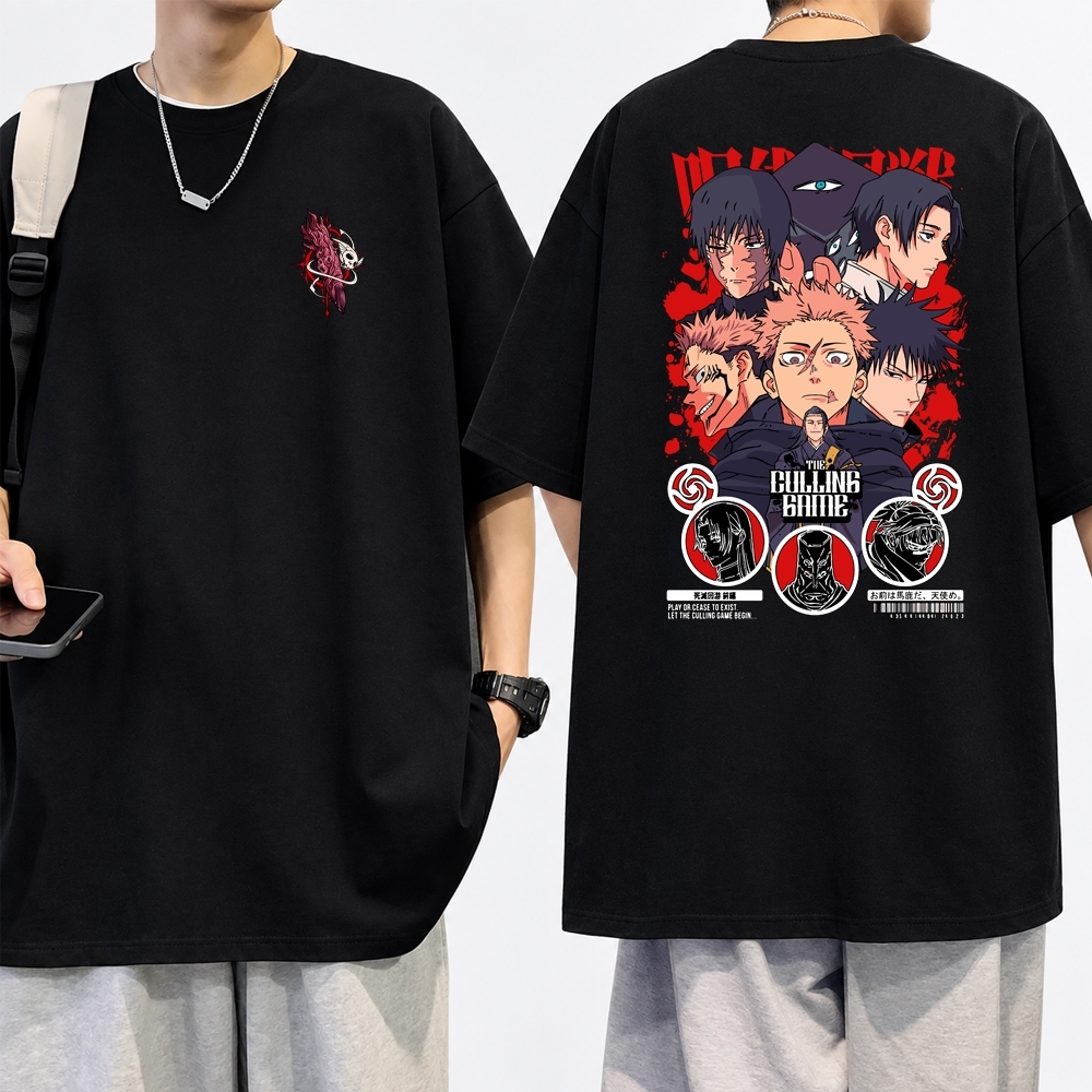 Camiseta Anime Jujustu Kaisen Personagens Otaku Geek Estampada 100% Algodão Várias Cores Plus Size Unissex