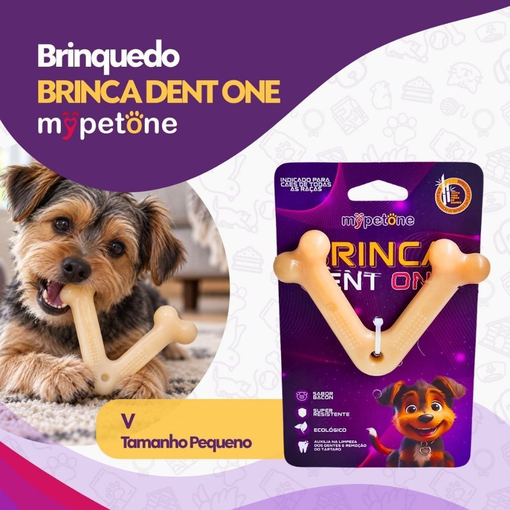 Brinquedo Osso Bamboo Brinca Dent One Sabor Bacon - V - Pequeno