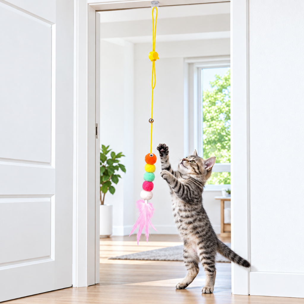 Brinquedo para Gatos de Pendurar na Porta com Elástico Modelos Variados