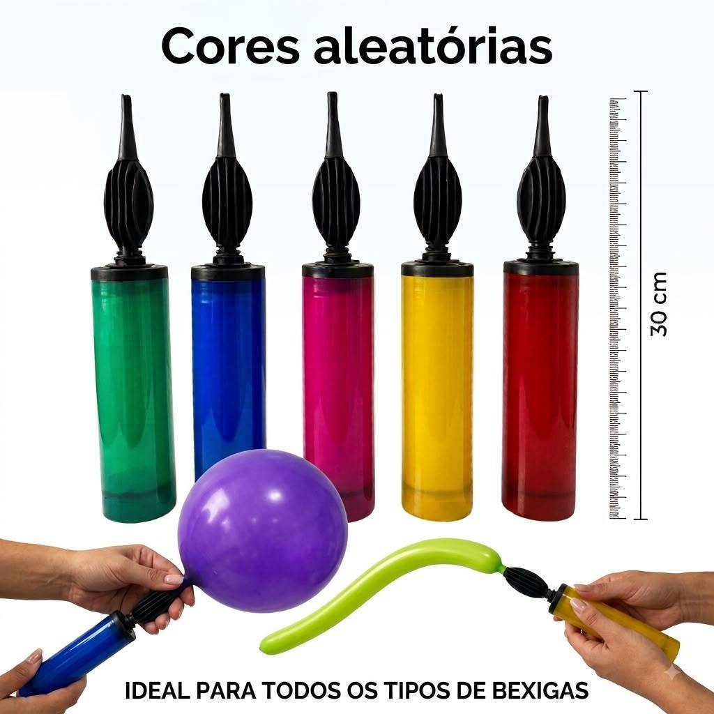 kit 1 a 3 Bomba Para Encher Inflador Bexiga Manual Premium Fácil de Usar Inflador