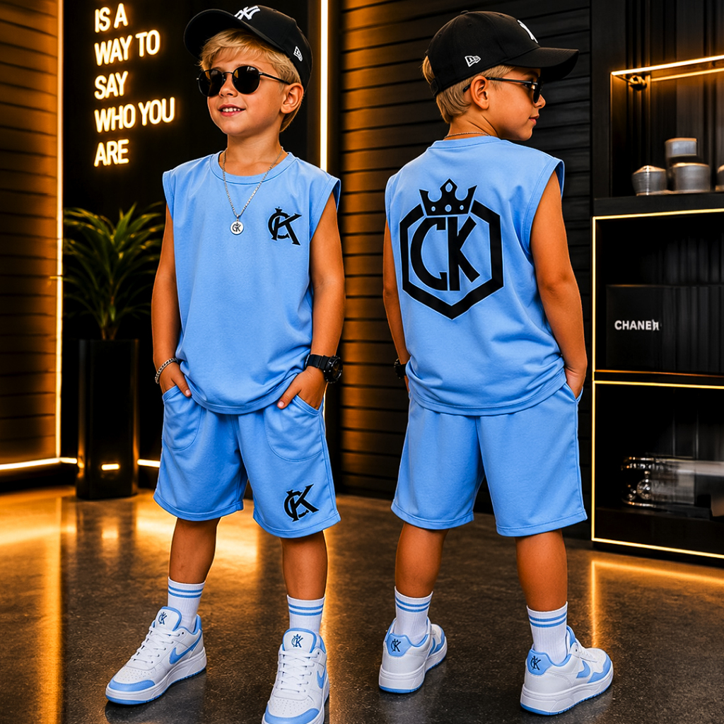 Conjunto infantil Menino Juvenil Lançamento Camiseta e Bermuda Roupa Masculina Veste Do 2 ao 12 anos