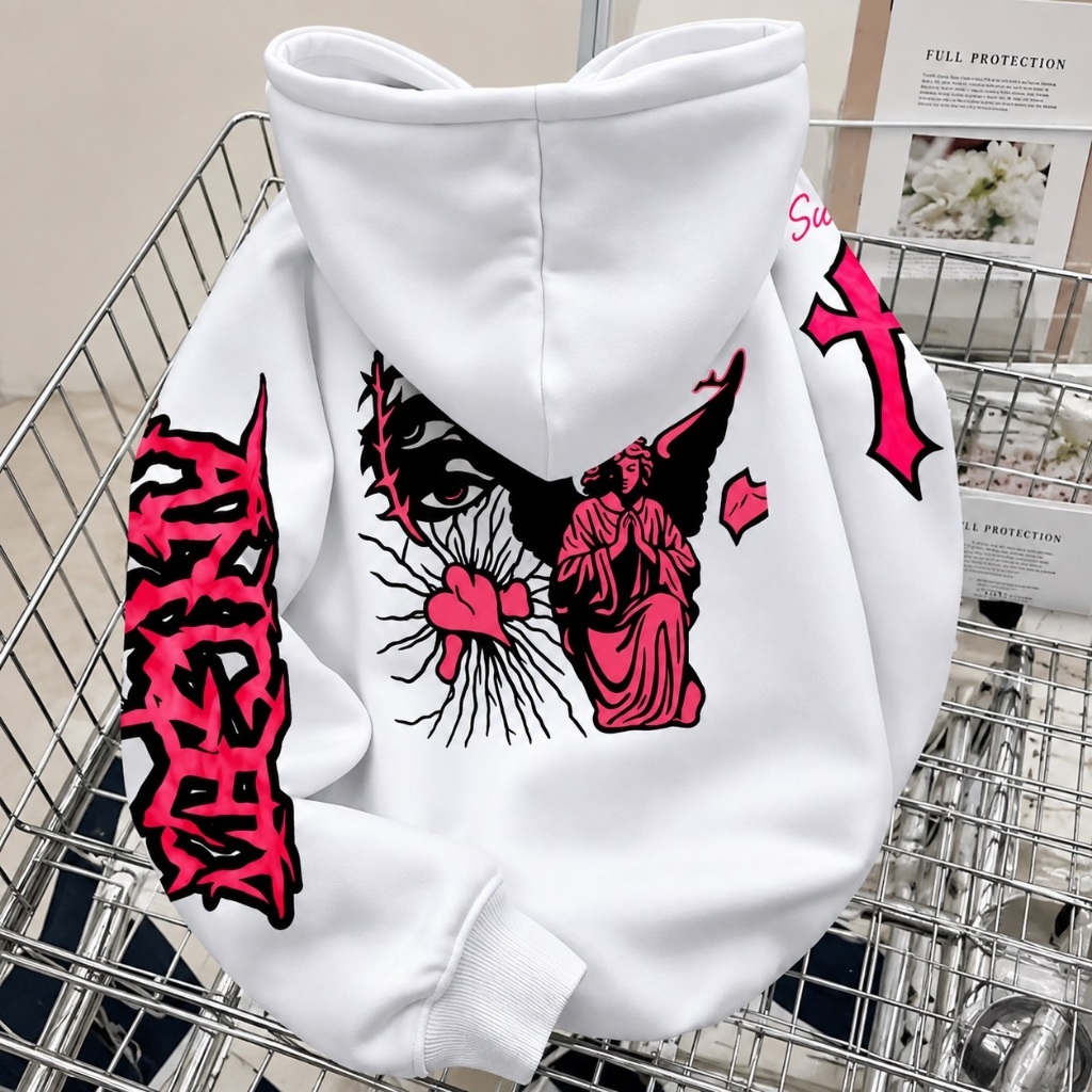Moletom Blusa de Frio Death Angel Gothic Casaco Capuz Japones Feminino Altgirl Algodão Streetwear