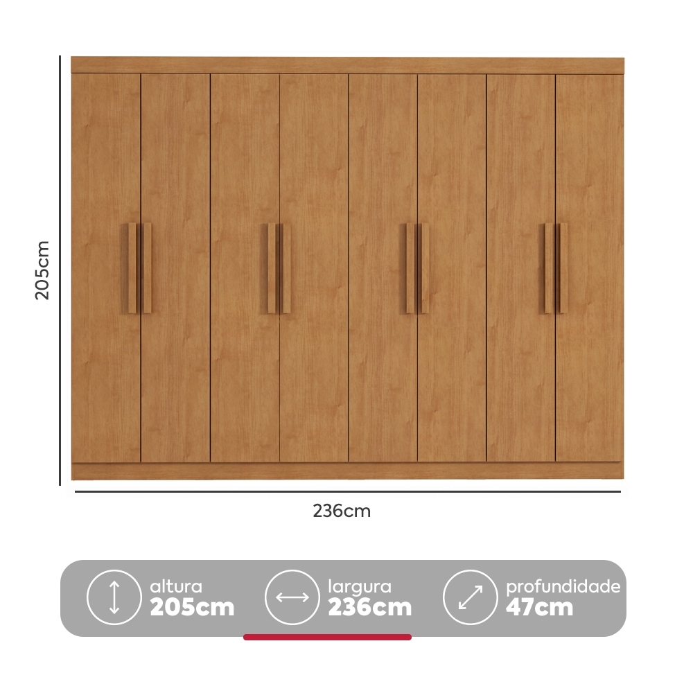Guarda-roupa Casal Easy Slim 8 Portas Amendoa Clean · foto 2