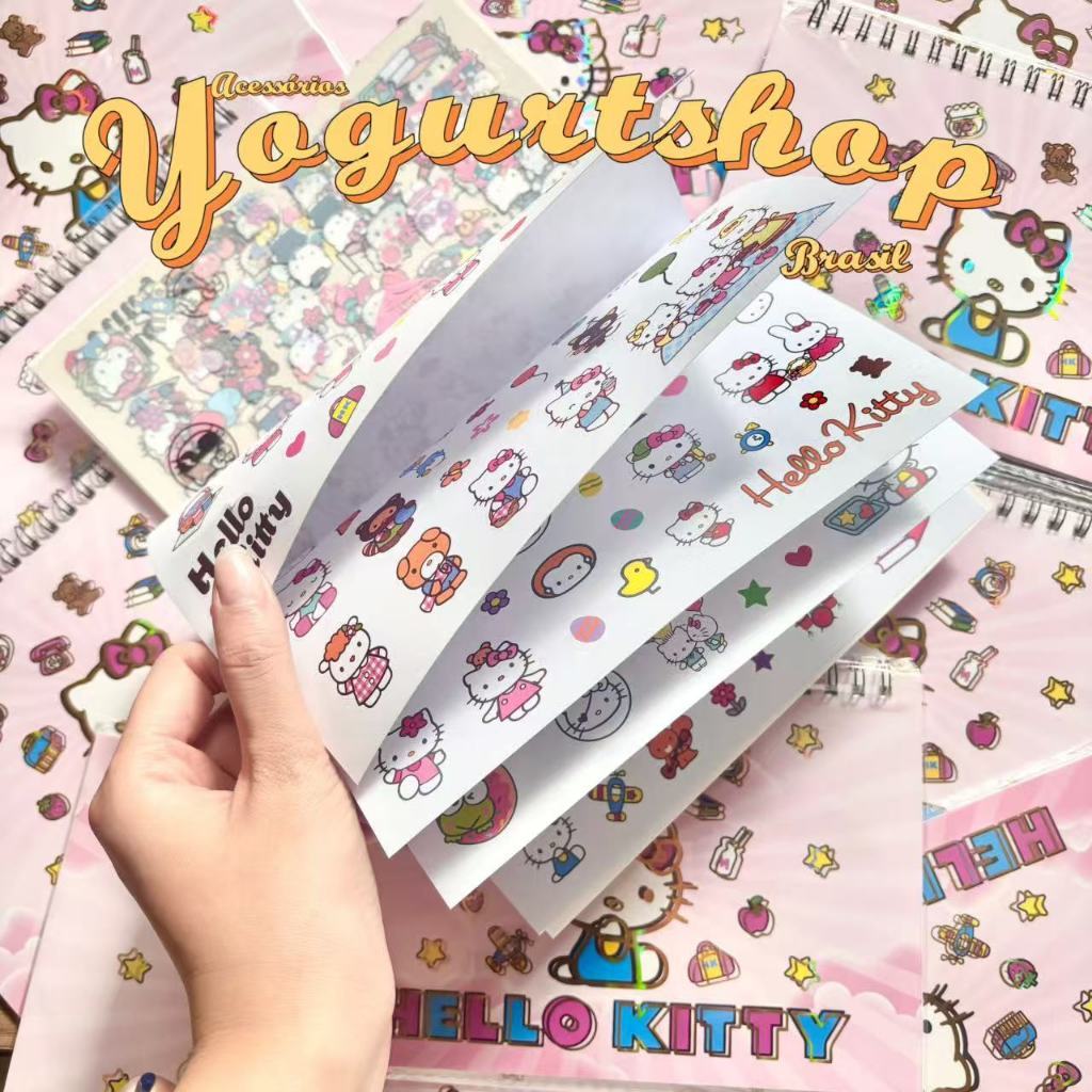 Caderno De Adesivos Hello Kitty Caderno Com 400 Unidades
