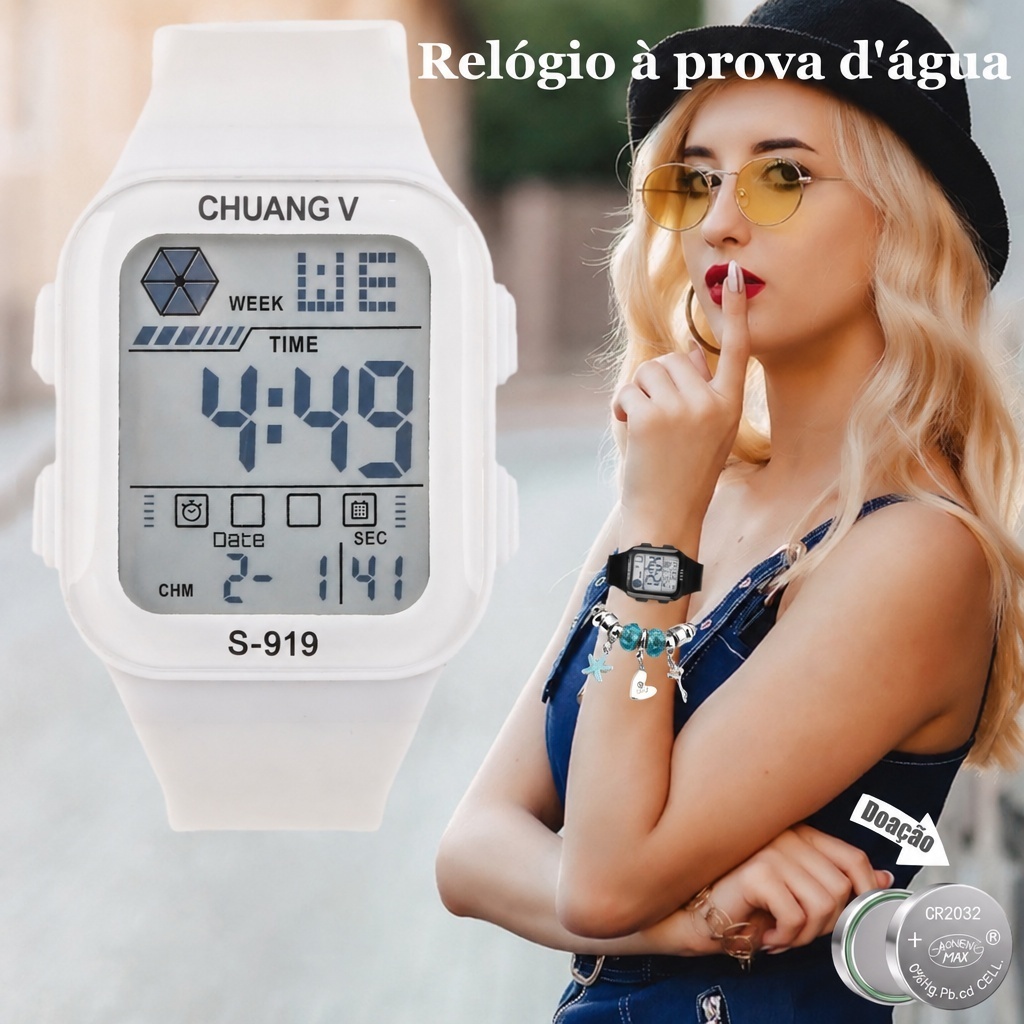 Relogio Feminino Digital A Prova D 'Água De Pulso Lindos Relógio Esportivo Original Led Pulseira