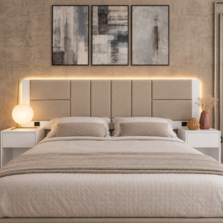 Kit 7 Placas Cabeceira Estofada Casal 40x20cm Cama Box Adesiva