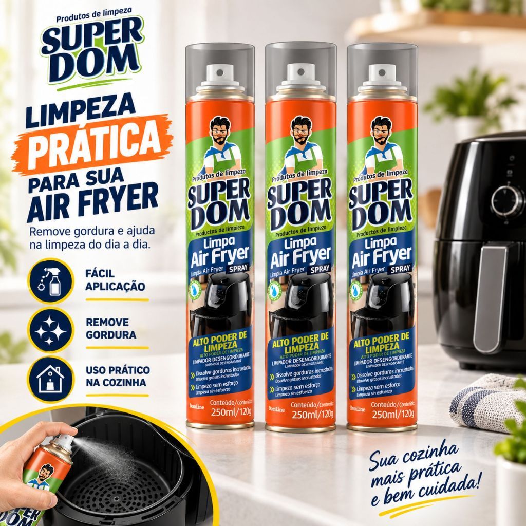 Limpa Air fryer Limpeza Prática e Rápida Para Sua Air Fryer no Dia a Dia 250ml Ajudante Na Cozinha