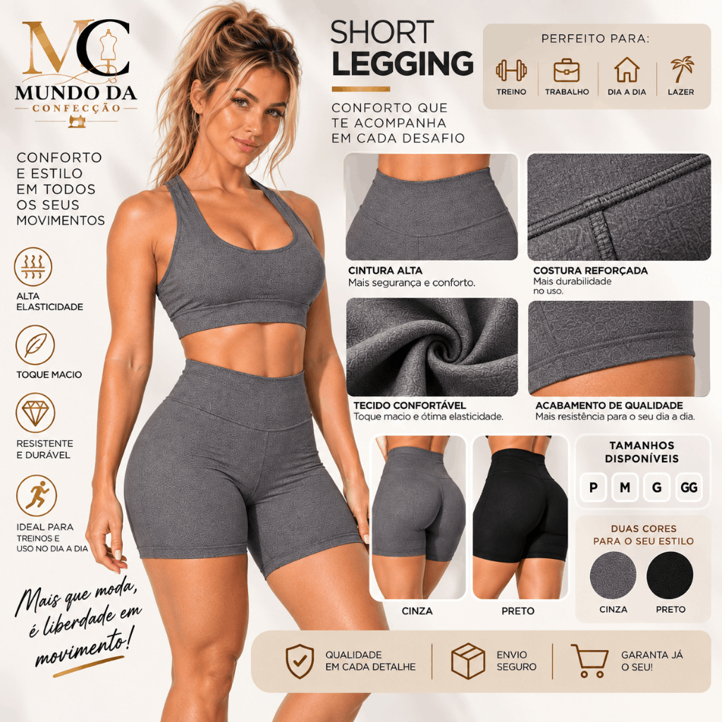 Short Fitness Feminino Confortável para Academia Treino e Dia a Dia Legging 2026