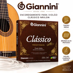 ENCORDOAMENTO VIOLÃO GIANNINI GENWPM NYLON MÉDIA CLÁSSICO