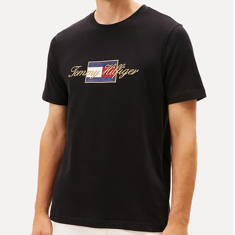 Camiseta Tommy Hilfiger Original Masculina Icon Gold Preto