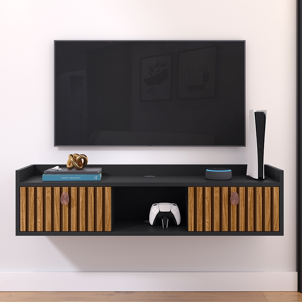 Rack Suspenso Vegas Painel 32 Polegadas Com 2 Portas E Nicho 0.90 cm Varias Cores
