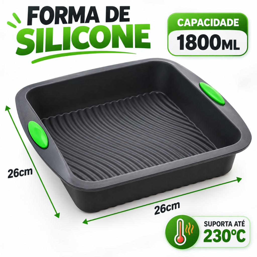 Assadeira De Silicone Forma Quadrada Antiaderente Bolo Pudim Torta Mousse Forno Freezer Livre BPA