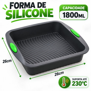 Assadeira De Silicone Forma Quadrada Antiaderente Bolo Pudim Torta Mousse Forno Freezer L…