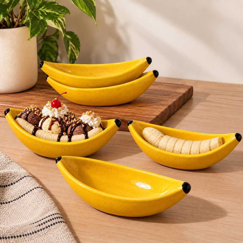 Tigela Banana Split fruta Bowl cerâmica artesanal