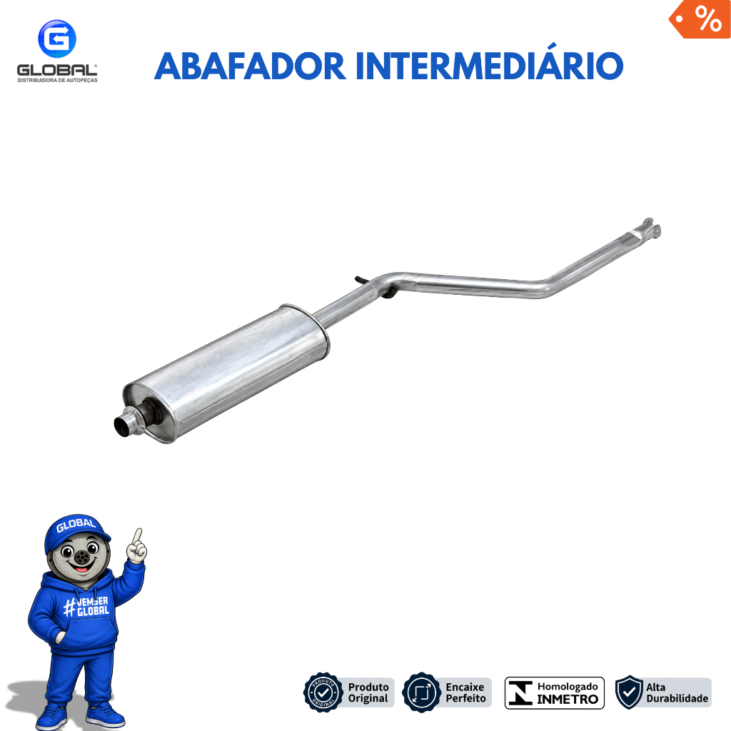 Escapamento Abafador Intermediario Peugeot 206 Hatch 1.6 8v - MODELO ORIGINAL