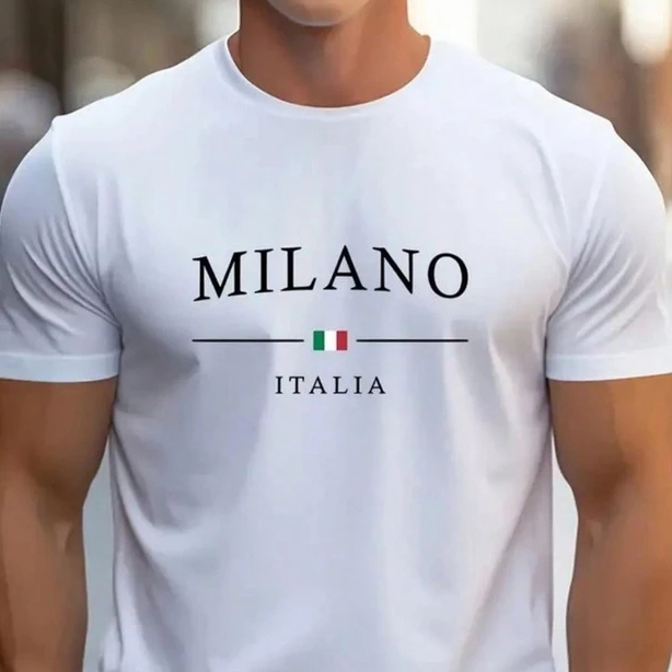 Camiseta Masculina MILANO Algodao Camisa Estampada Estilosa