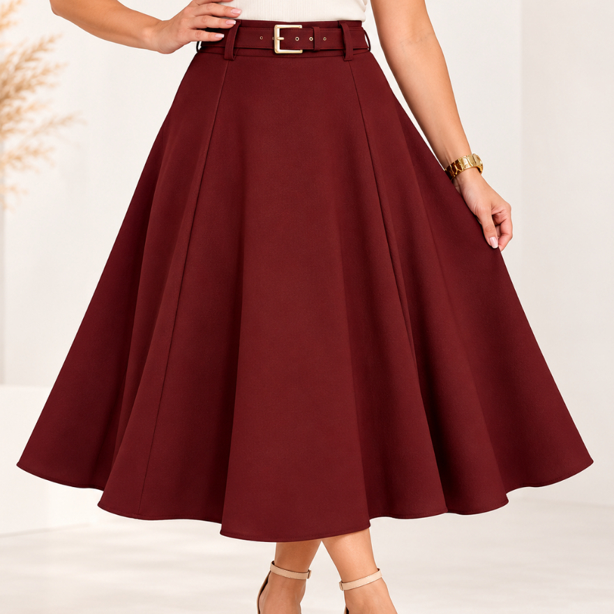 Saia Midi Feminina Godê Rodada Evangélica Cintura Alta Sensorial Marrant Plus Size