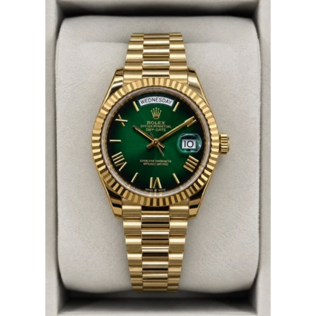 Relógio Rolex Day-Date President Romano Automático Aço 904L Base ETA 3035 Vidro Cristal Safira