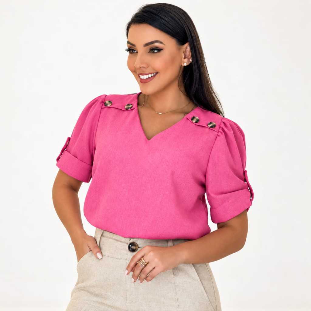 Blusa Feminina Linho Evangelica Decote V Envio Imediato