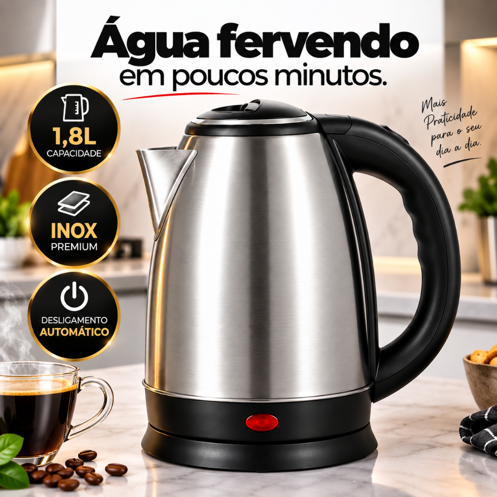 Chaleira Elétrica Inox 1,8L Desligamento Automático 127V