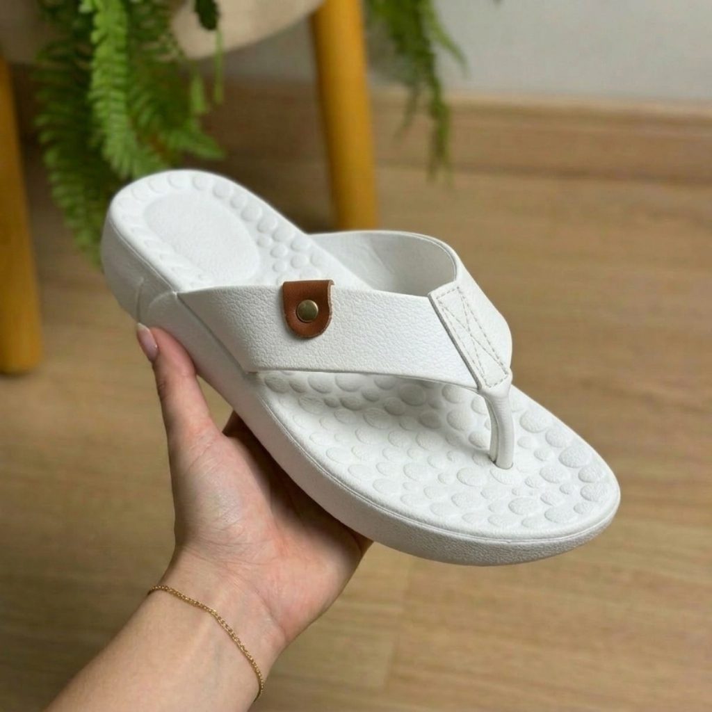 Chinelo Feminino Moda UltraConforto Sandália Ortopédica Massageadora Alivio Esporão Fascite Anti Stress Antiderrapante