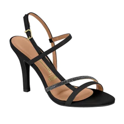 Sandália Feminina Salto Fino Alto Vizzano Tiras com Brilho Elegante Original