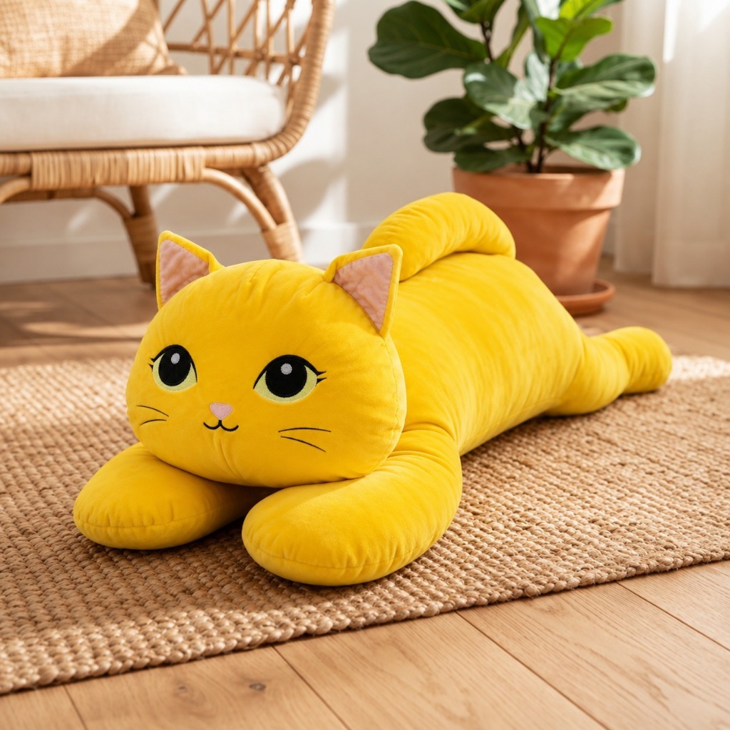 Xuxão Gato 1,10m Pelúcia Grande Almofada Corpo Inteiro Travesseiro Longo Macio Com Zíper