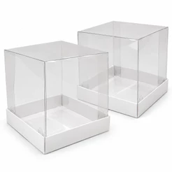 10 Caixas de Acetato Transparente 10x10x10 | Para Panetone, Caneca, Mini Bolo e Lembrancinhas | Branca