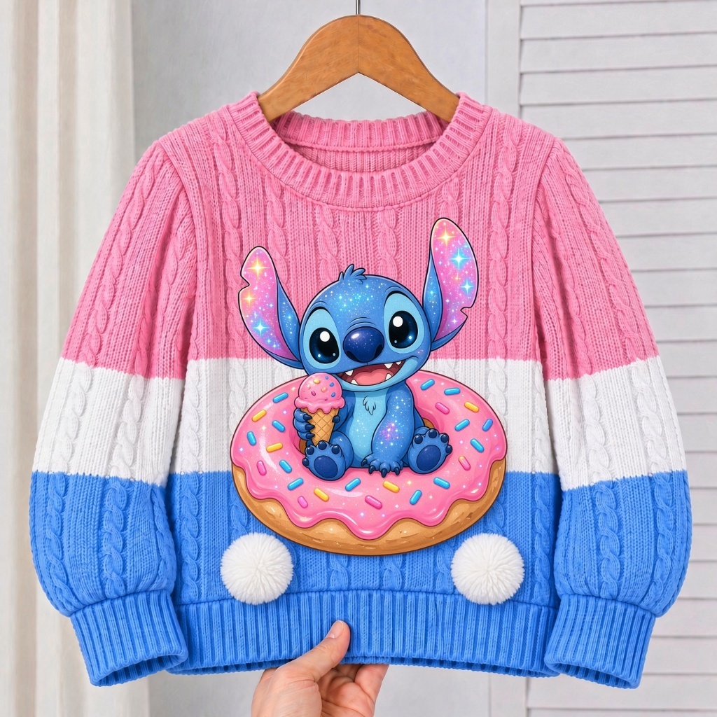 Blusa De frio infantil menina Inverno Stitch moda blogueirinha feminina elegante