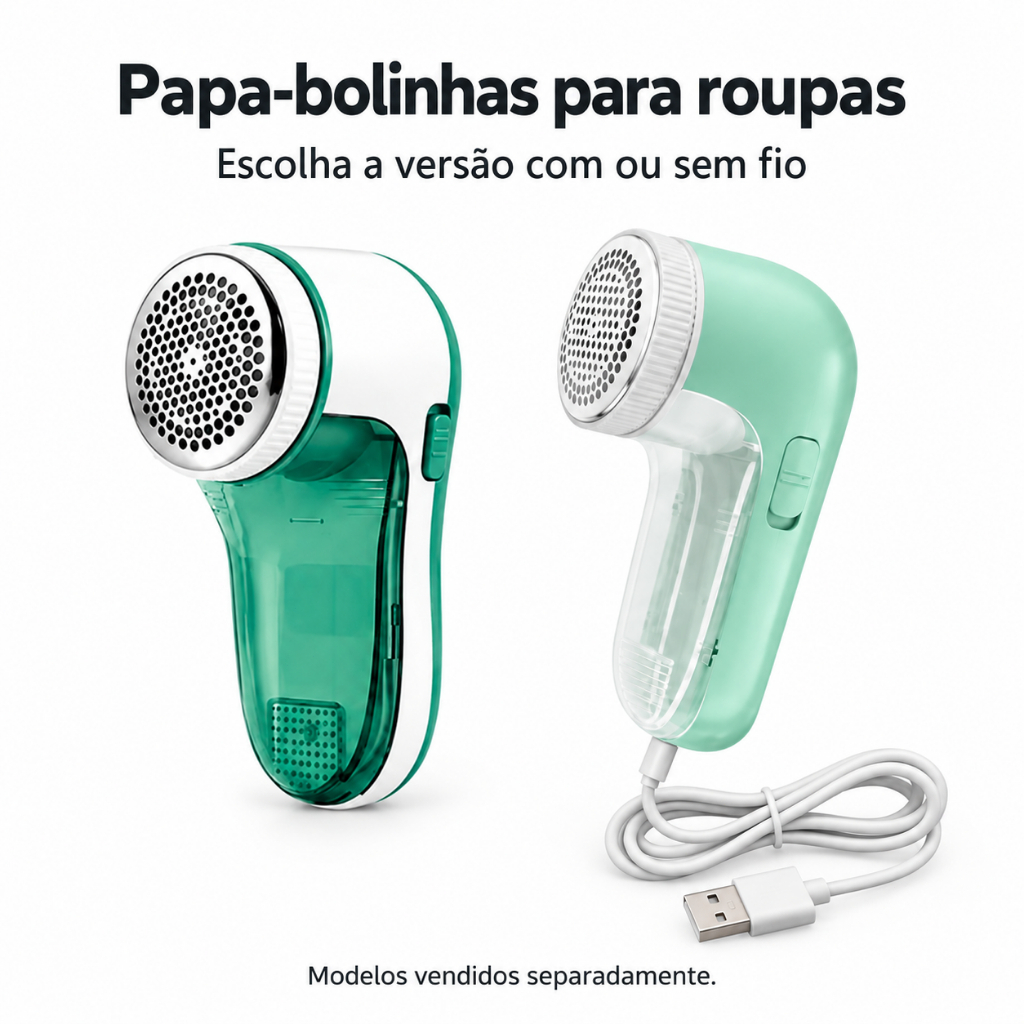 Papa-Bolinhas Elétrico para Roupas com Opções Sem Fio ou Com Fio USB