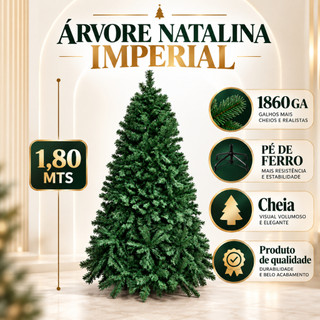 Árvore de Natal Imperial 180cm com 1860 Galhos Pé de Ferro