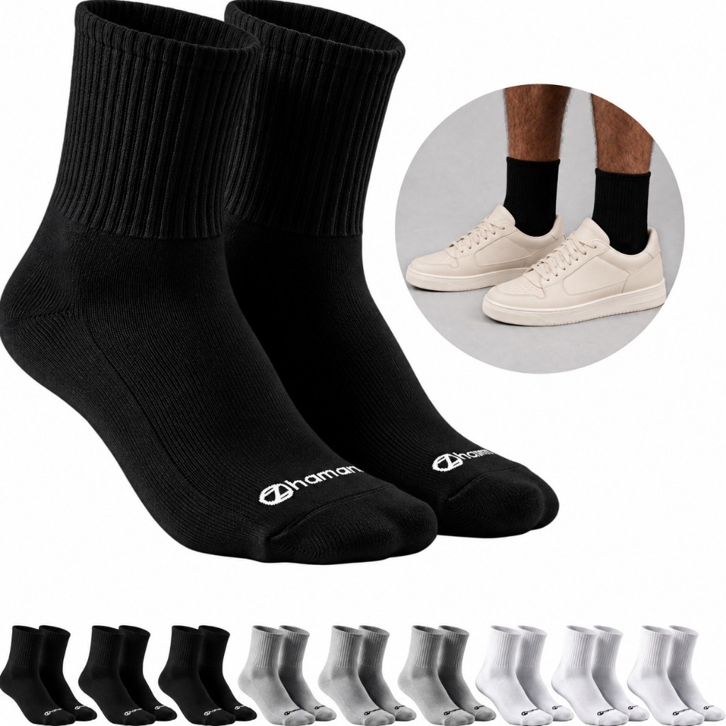 Kit 10 Pares Meias Zhamaro Algodão Cano Médio Alto Masculina Feminina Atoalhada Grossa Confortável