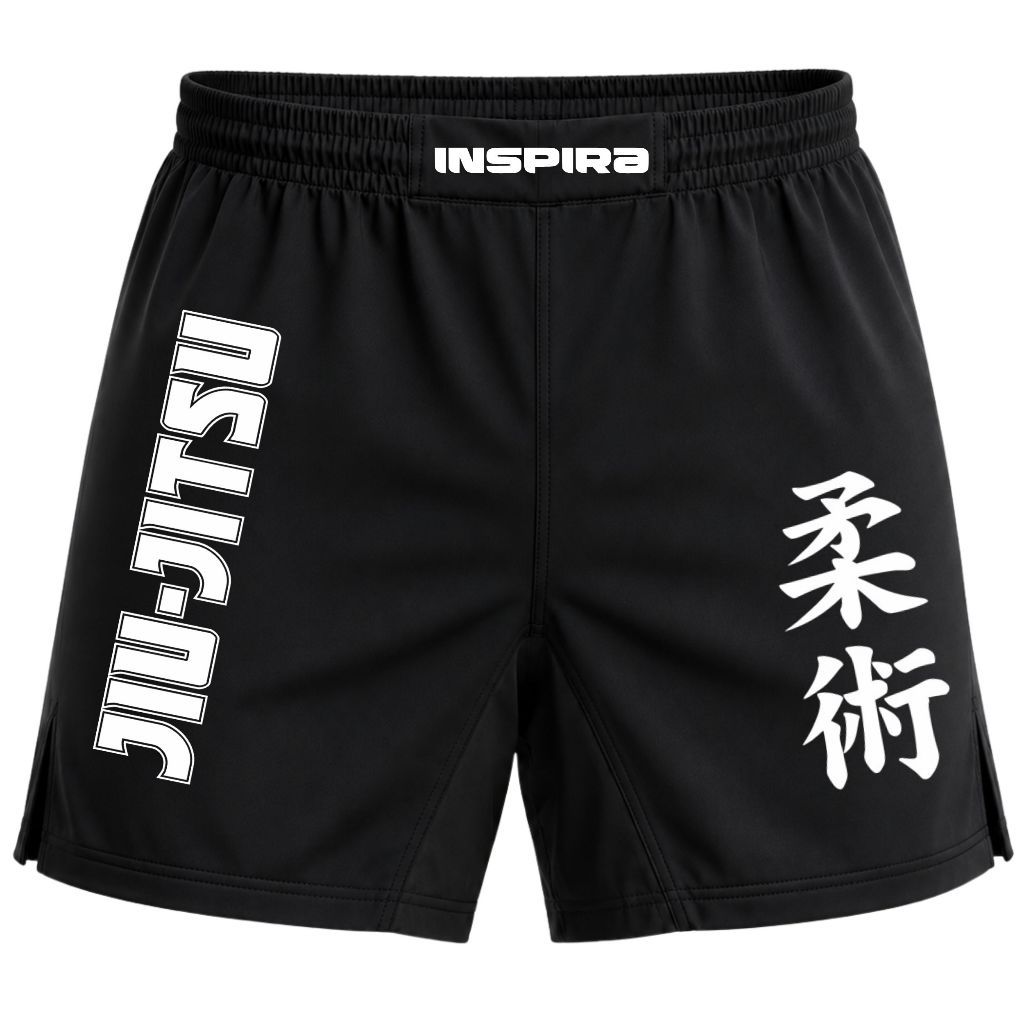Bermuda Short de Jiu Jitsu Masculino Preto MMA Elastano Treino Academia
