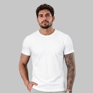 Camiseta Texturizada  Canelada Masculina Camisa Premium Elegante Básica