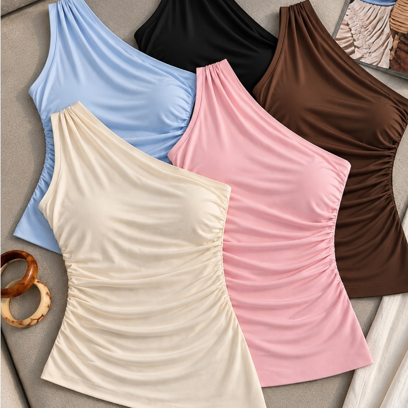Kit 2 Blusa Feminina Elegante Franzida Mula Manca Assimétrica Casual Promoção envio em 24 horas