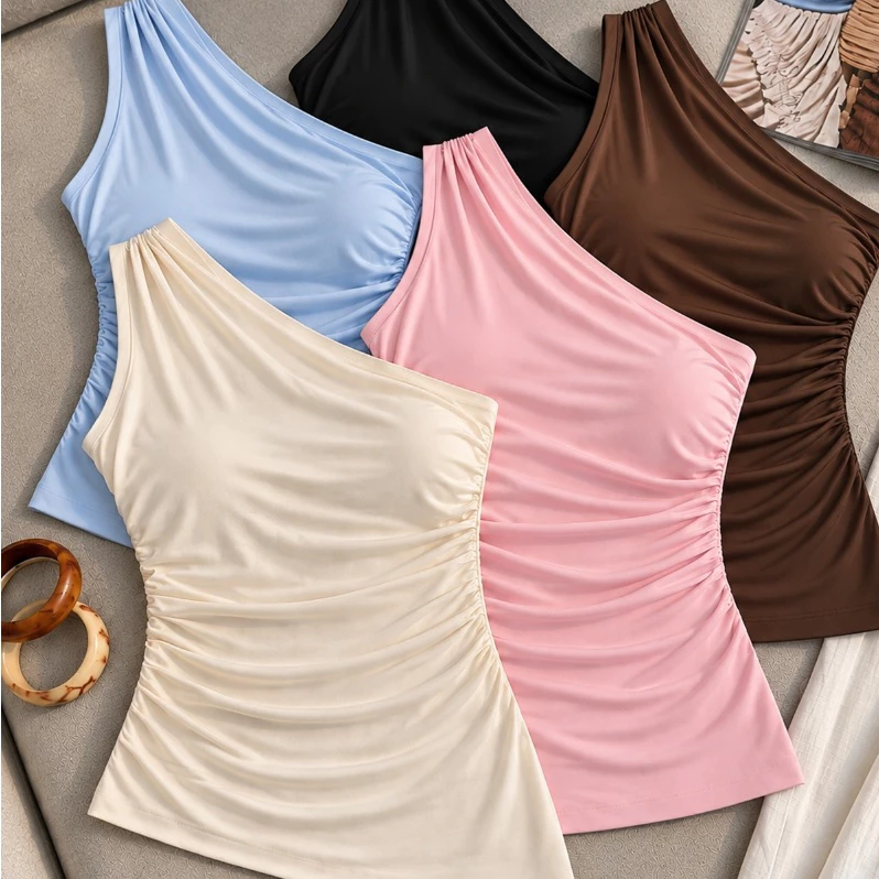 Kit 2 Blusa Feminina Elegante Franzida Mula Manca Assimétrica Casual Promoção envio em 24 horas — imagem 1