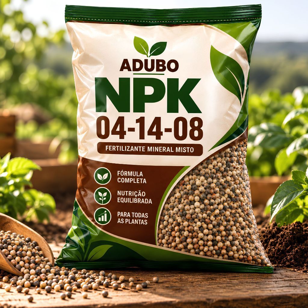 Adubo Fertilizante NPK 04-14-08 Granulado Flores Frutíferas Hortaliças Rosas do Deserto Uso Geral