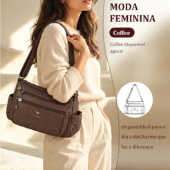 TOMI MITO Bolsa Feminina Casual Transversal com Múltiplos Bolsos Alça Ajustável para Trabalho e Passeio TM9222
